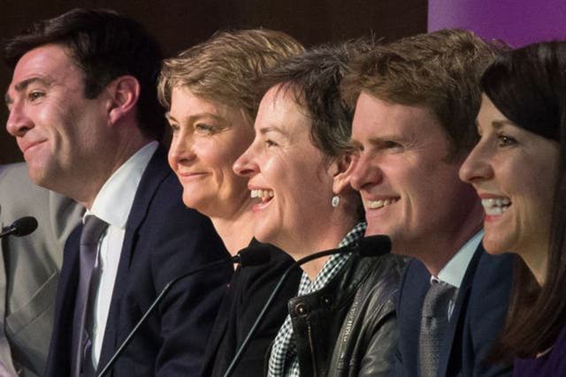 Left to right: Andy Burnham, Yvette Cooper, Mary Creagh, Tristram Hunt and Liz Kendall 