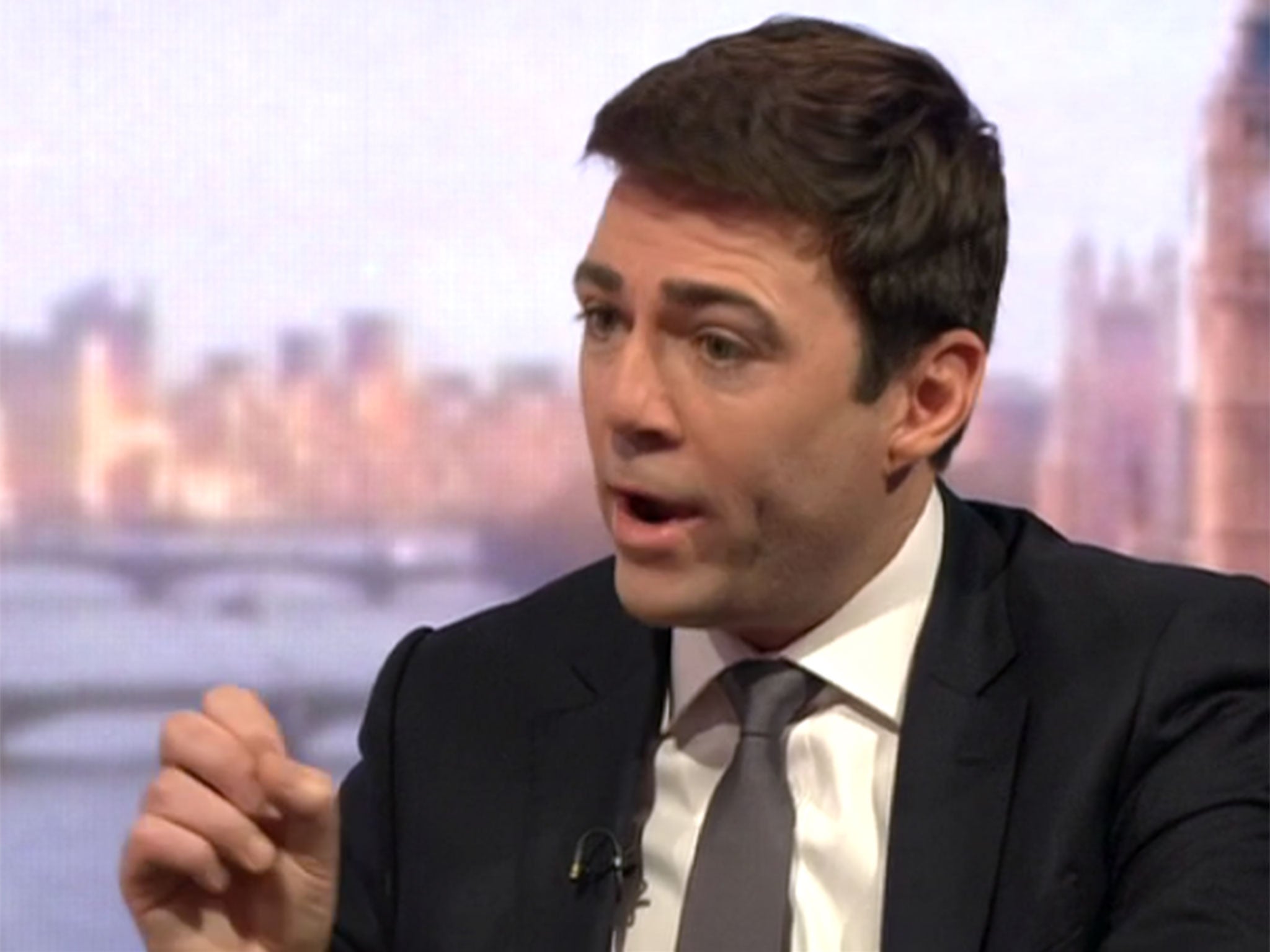 Labour leadership candidate Andy Burnham calls for an EU referendum to be brought forward on the Andrew Marr Show, 17 May