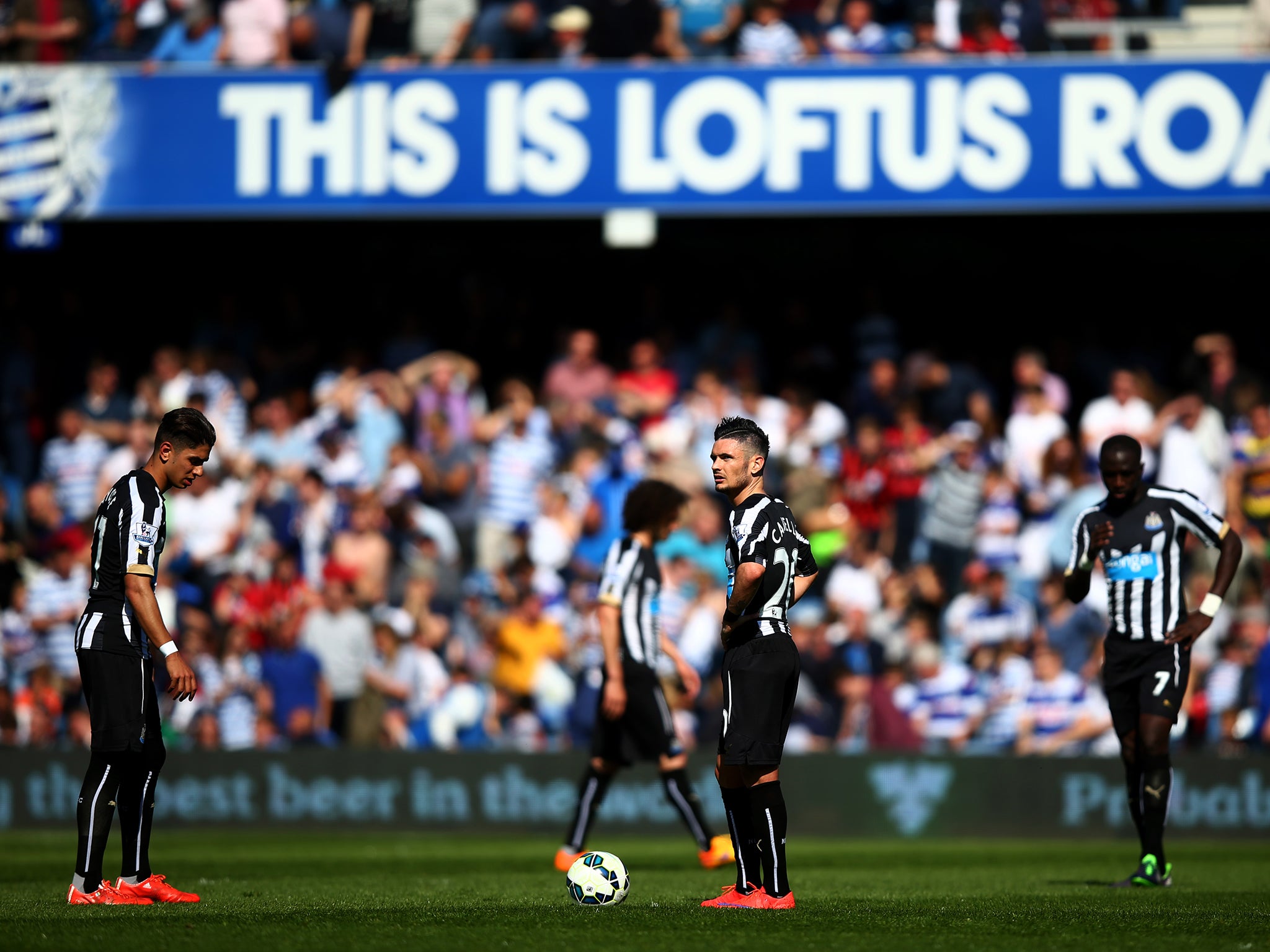 Newcastle pictured during their 2-1 defeat to QPR