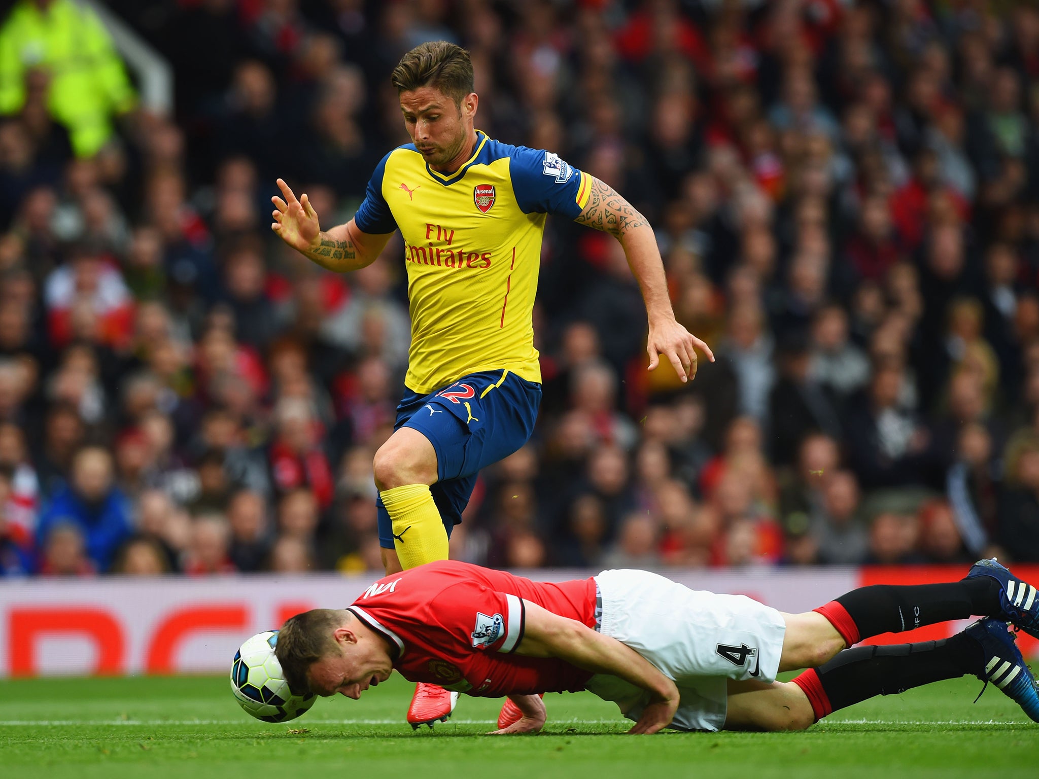 Phil Jones makes sliding tackle - with his face, The Independent