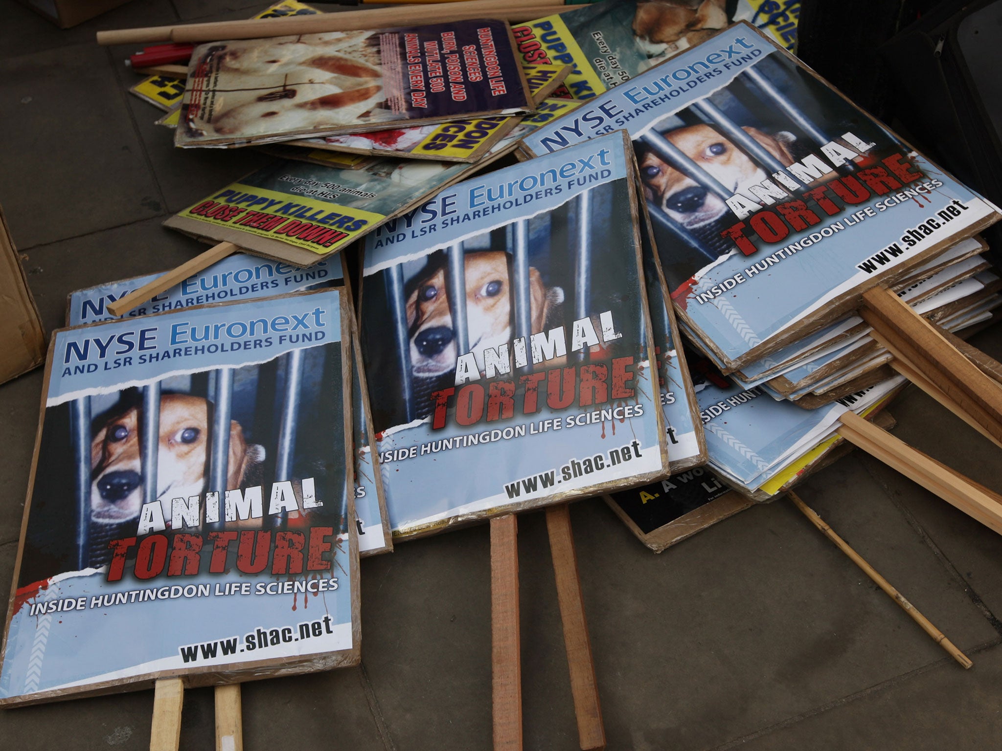 Anti animal testing protest outside the bank of england