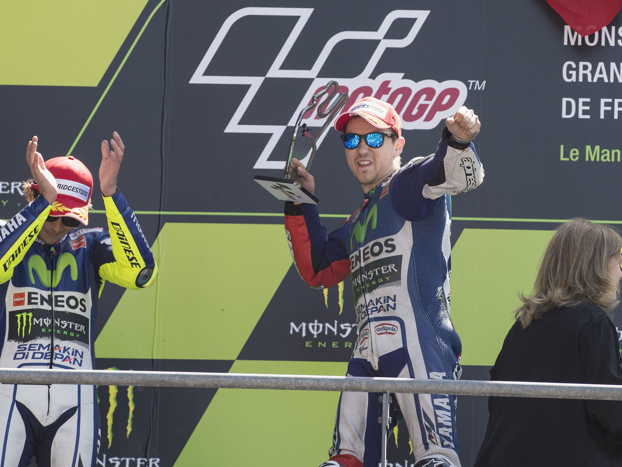Jorge Lorenzo celebrates victory at Le Mans