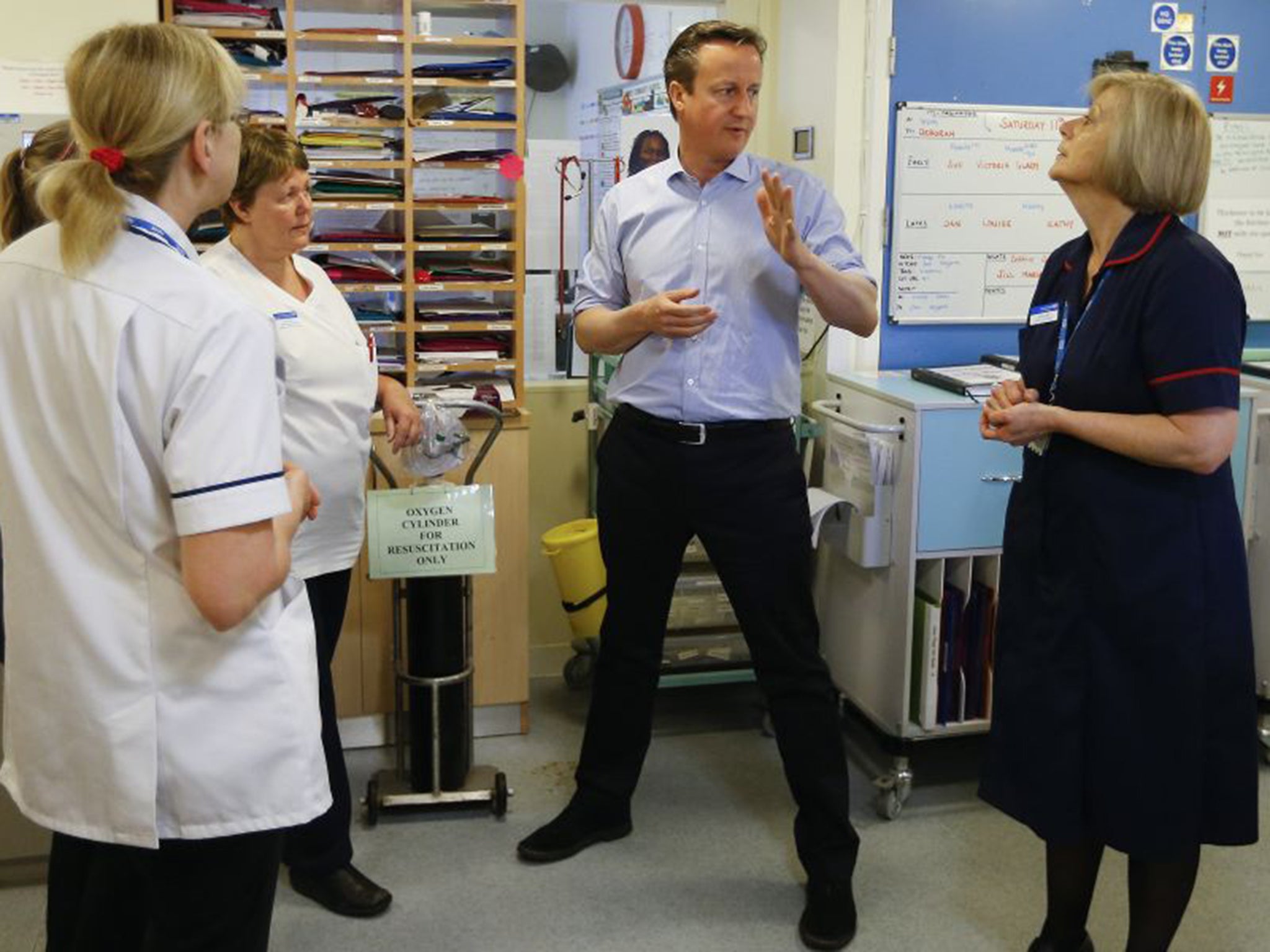 David Cameron has reiterated his pre-election promise to radically improve the NHS