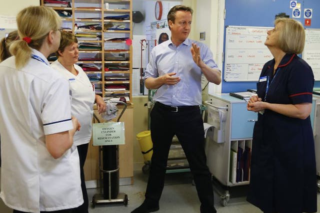 David Cameron has reiterated his pre-election promise to radically improve the NHS