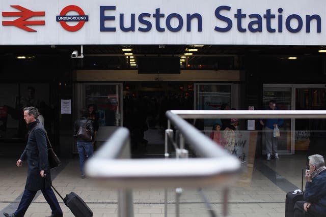 Euston was shut during rush hour yesterday evening as firefighters battled lineside blaze
