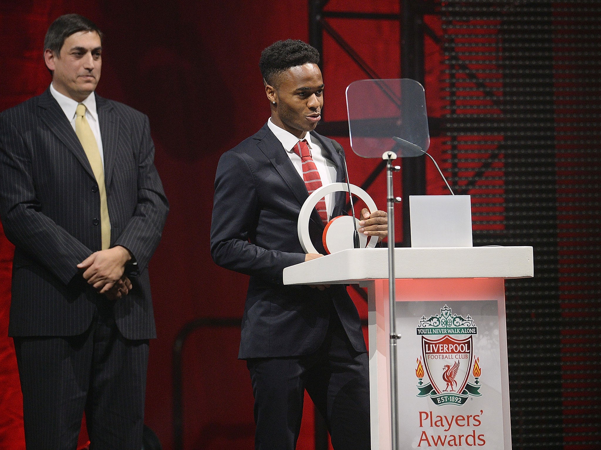Sterling takes to the stage for pick up his award