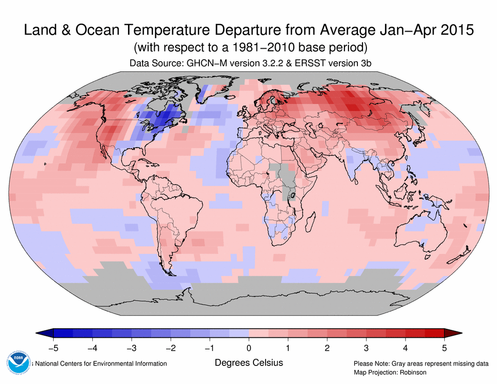 Record global temperatures 2015