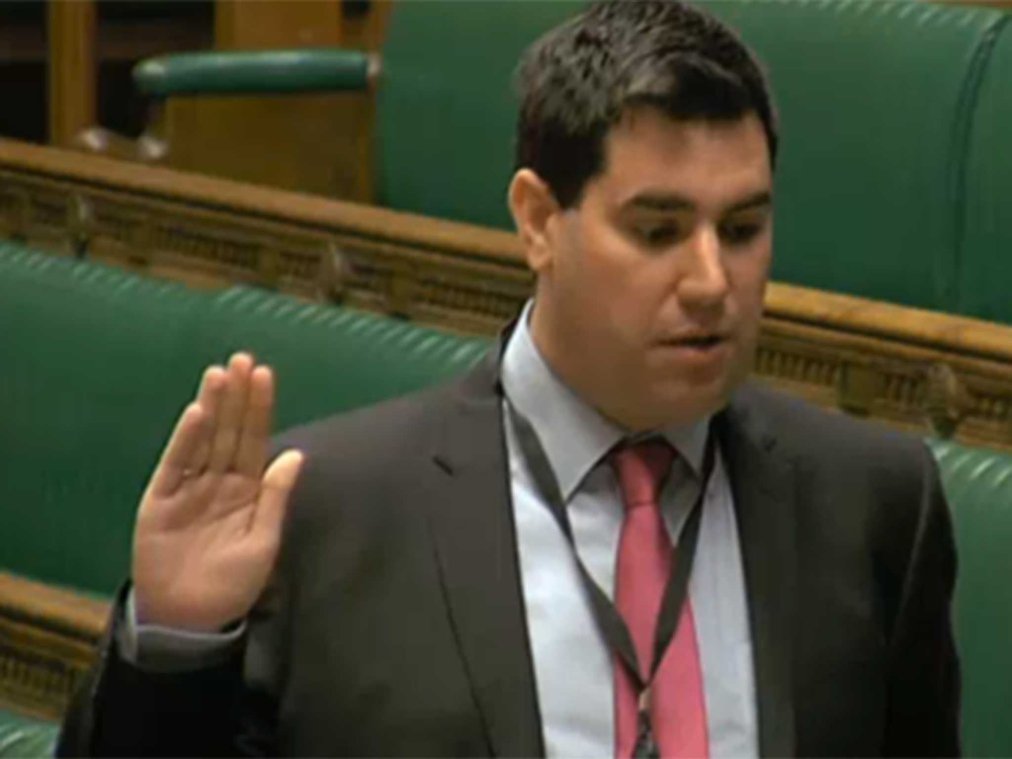 Richard Burgon MP during his swearing in ceremony in the House of Commons