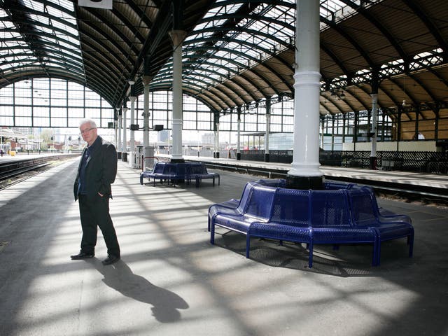 Ian McMillan pictured at Hull railway station