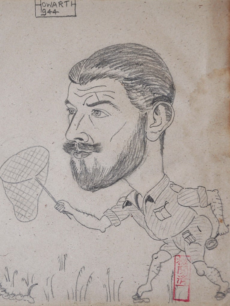 A cartoon Howarth drew of himself in the POW camp