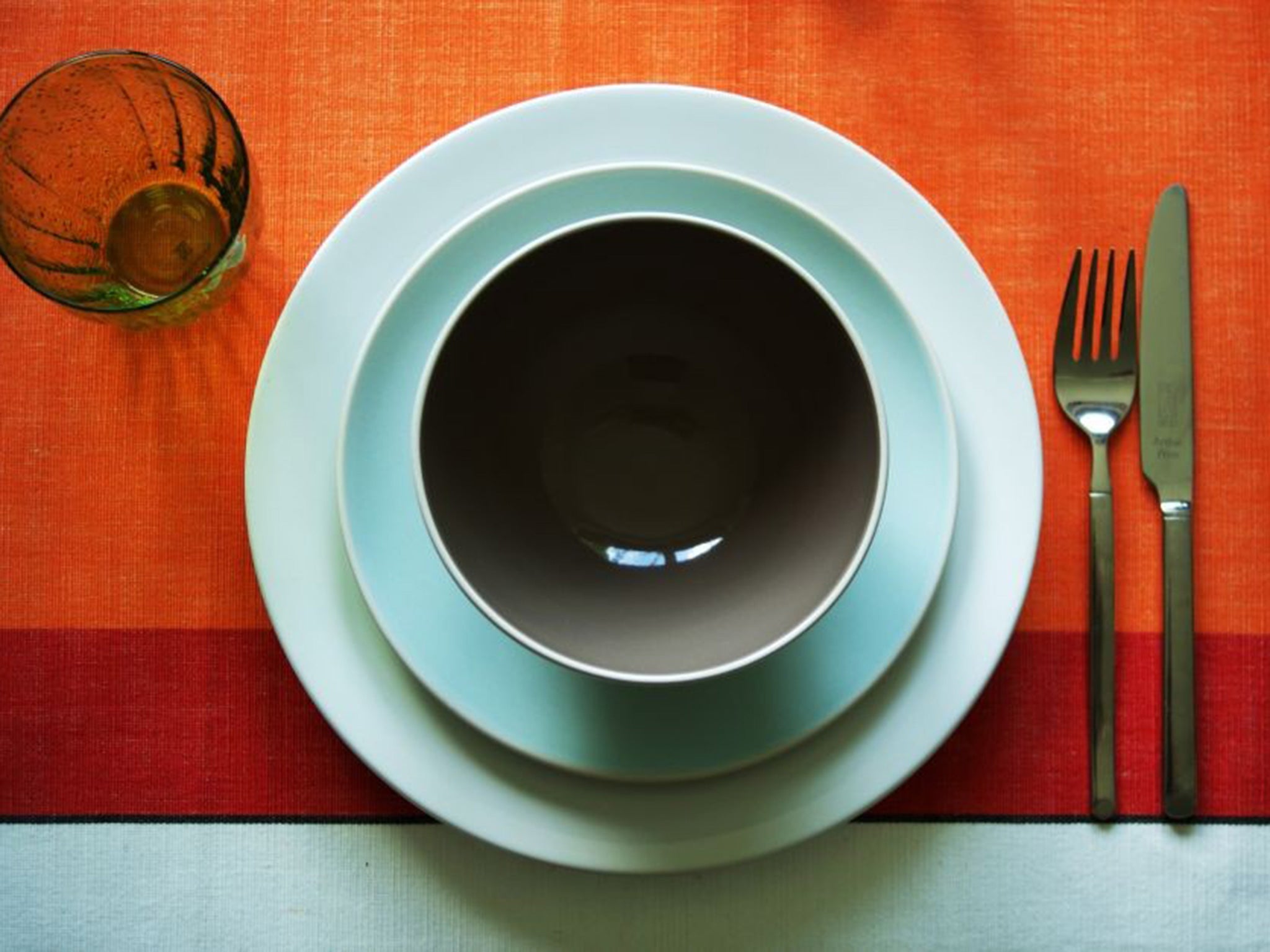 Habitat place mats with Homebase dinner plate, side and bowl in stunning neutral shades.