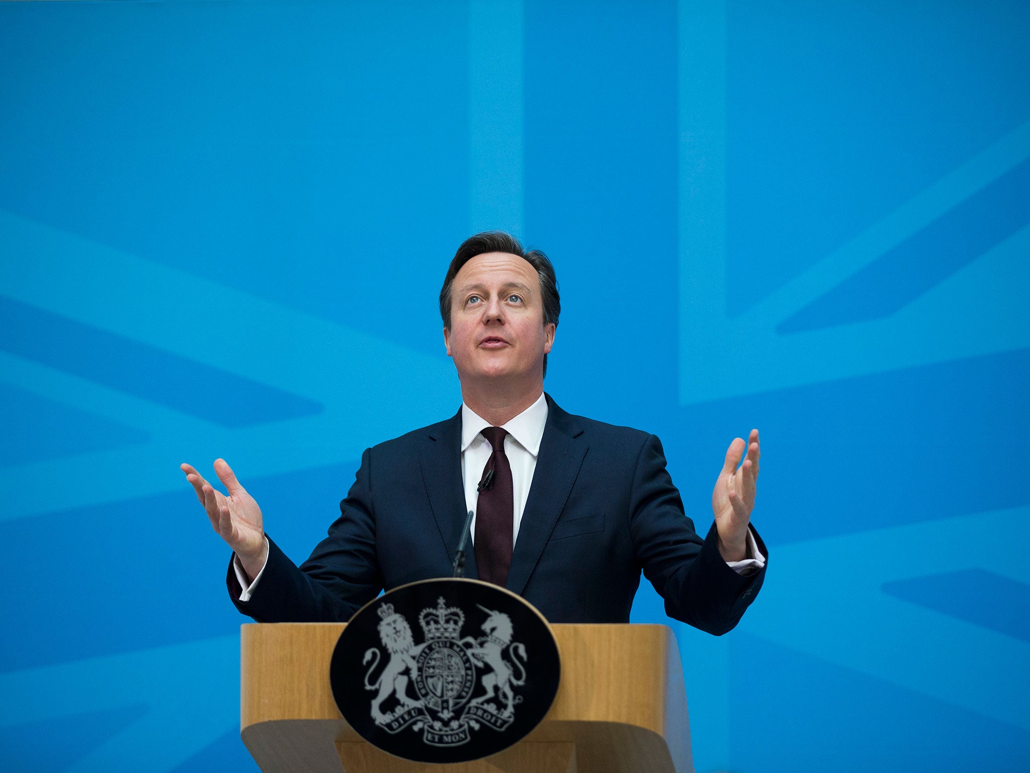 David Cameron speaking at the Home Office