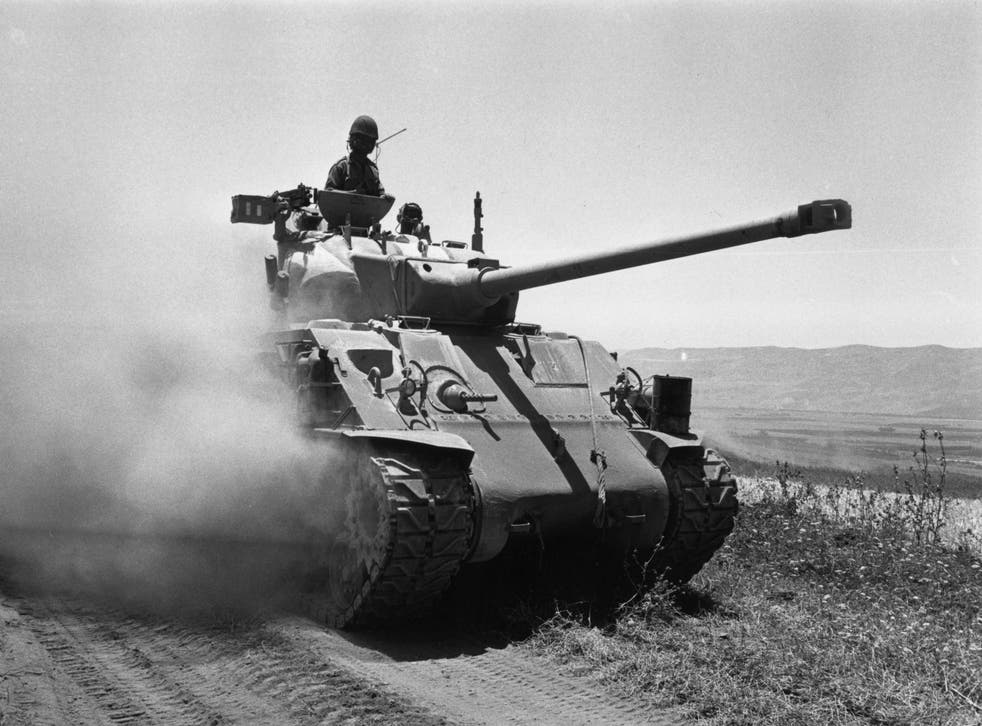 An Israeli tank advances into Syria during the Six Day War