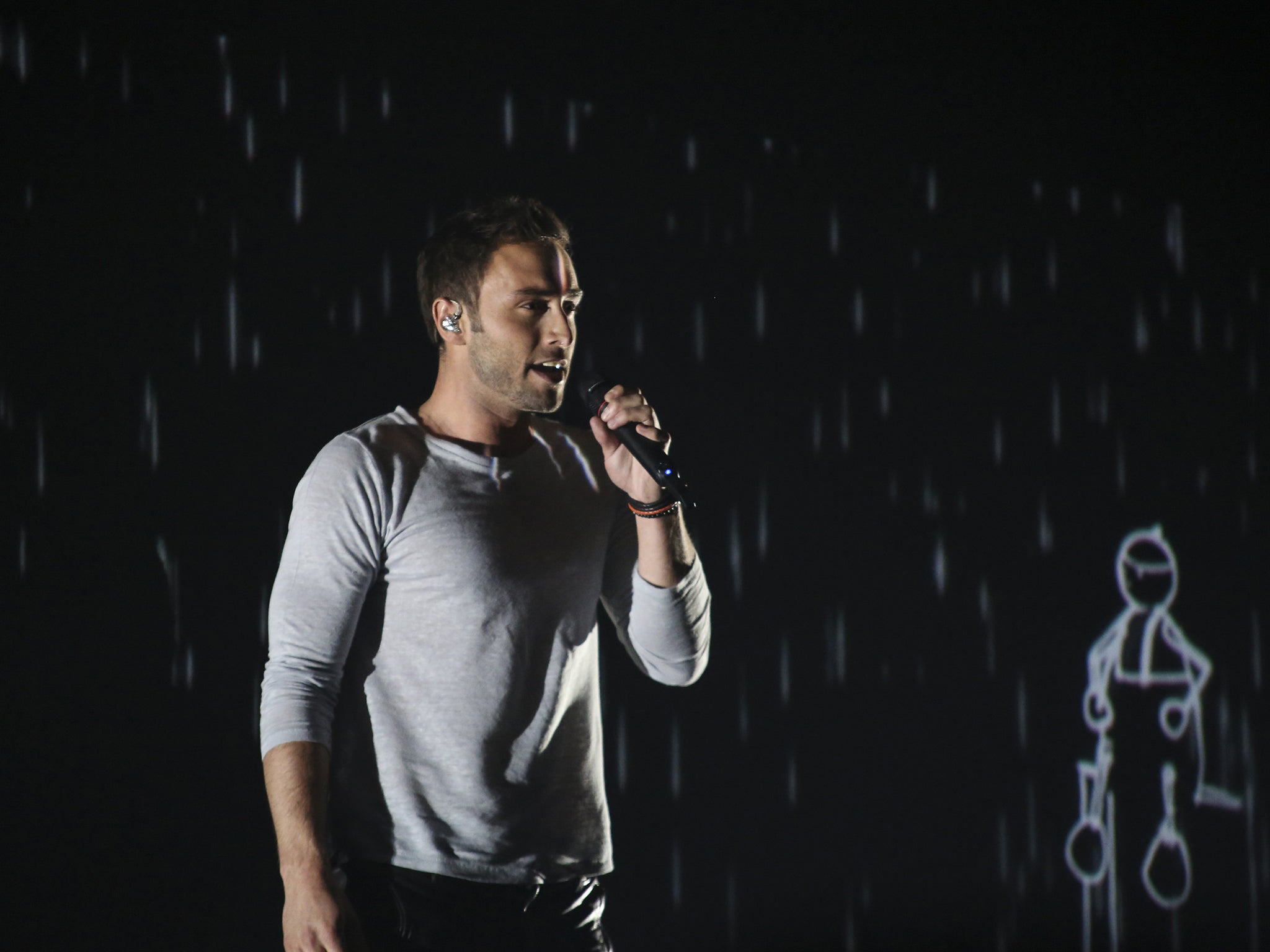 Måns Zelmerlöw performing 'Heroes' for Sweden in the Eurovision song contest 2015
