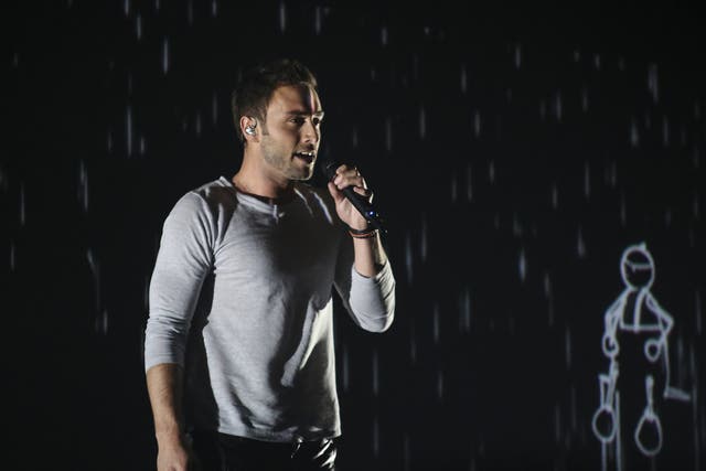 Måns Zelmerlöw performing 'Heroes' for Sweden in the Eurovision song contest 2015