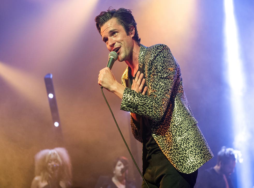 Brandon Flowers performs on stage at Brixton Academy