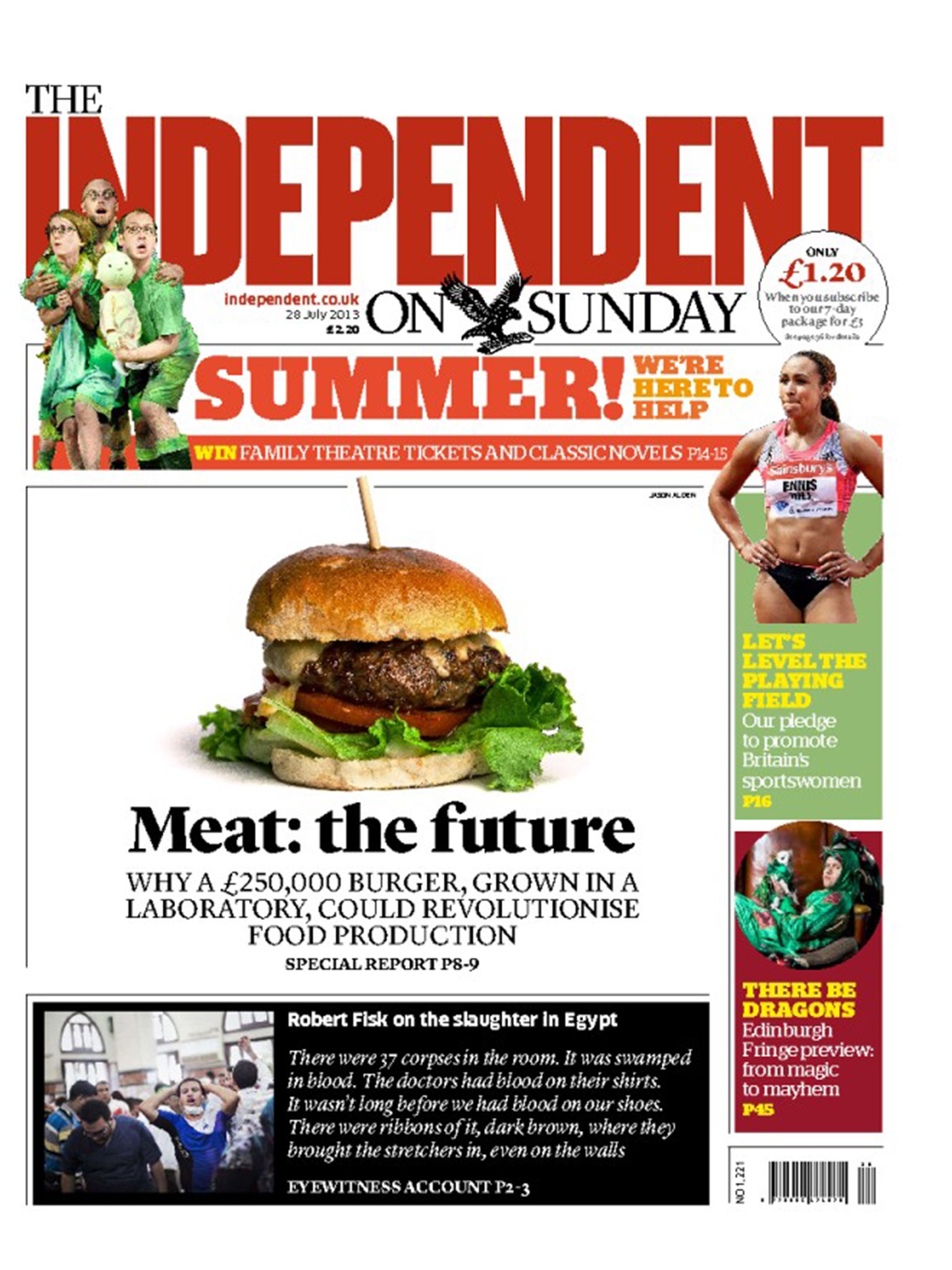 The IoS reports the first in vitro burger in July 2013