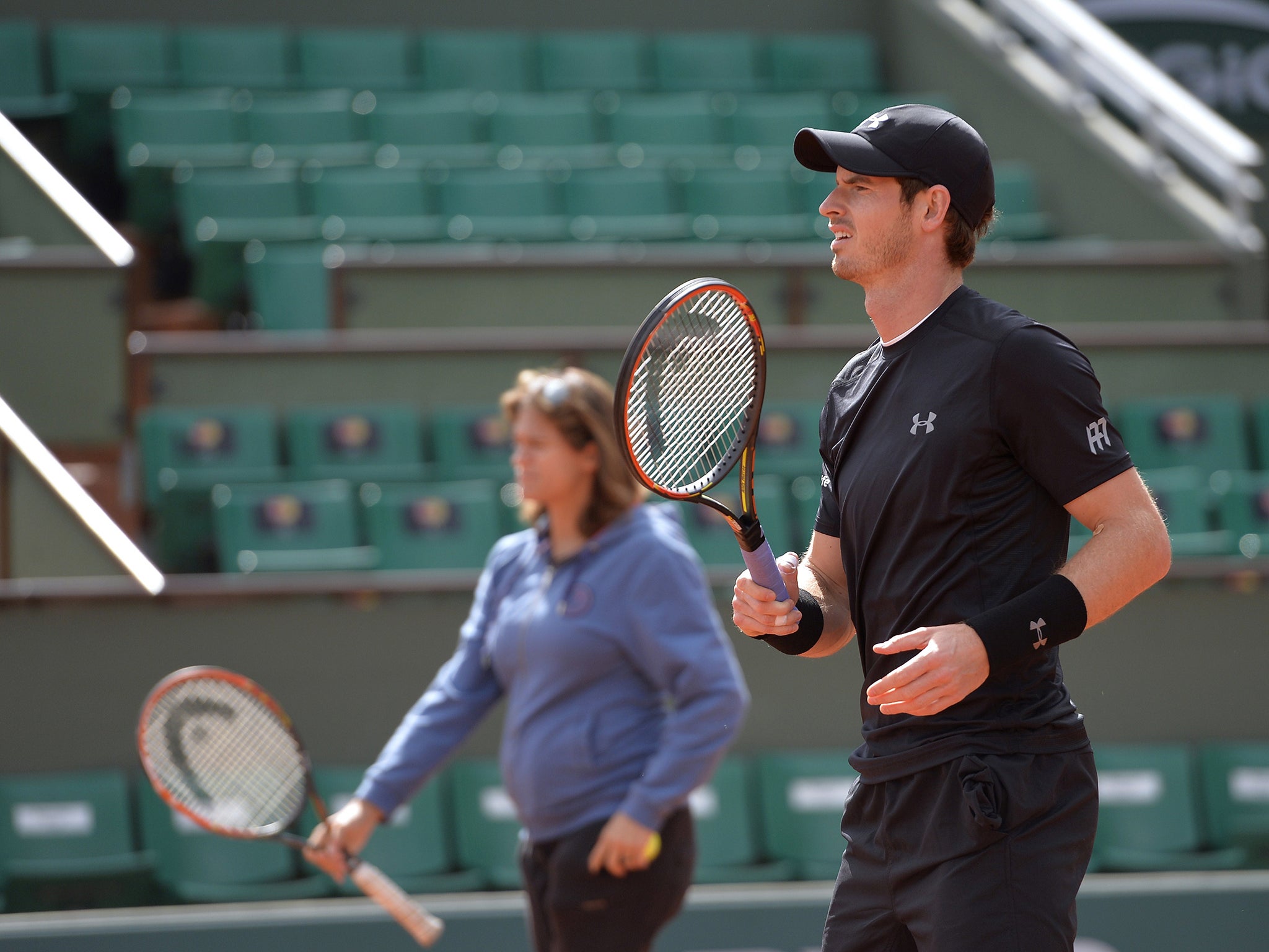 Andy Murray in practice for the French Open