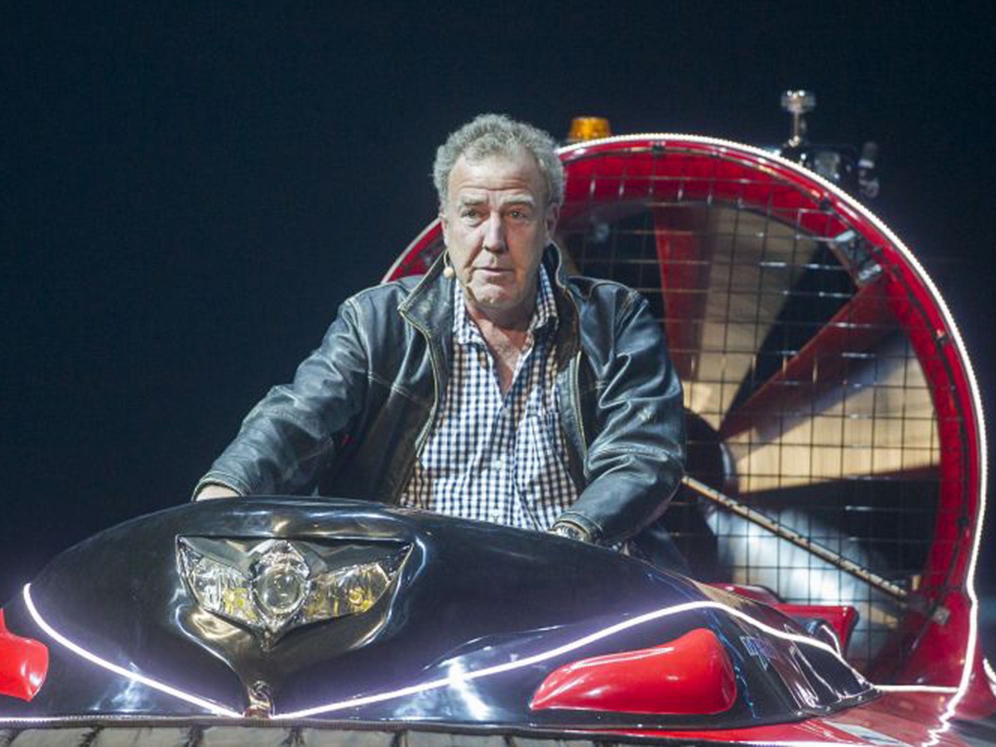 “I’M HERE!” Jeremy Clarkson roared over the din of his hovercraft