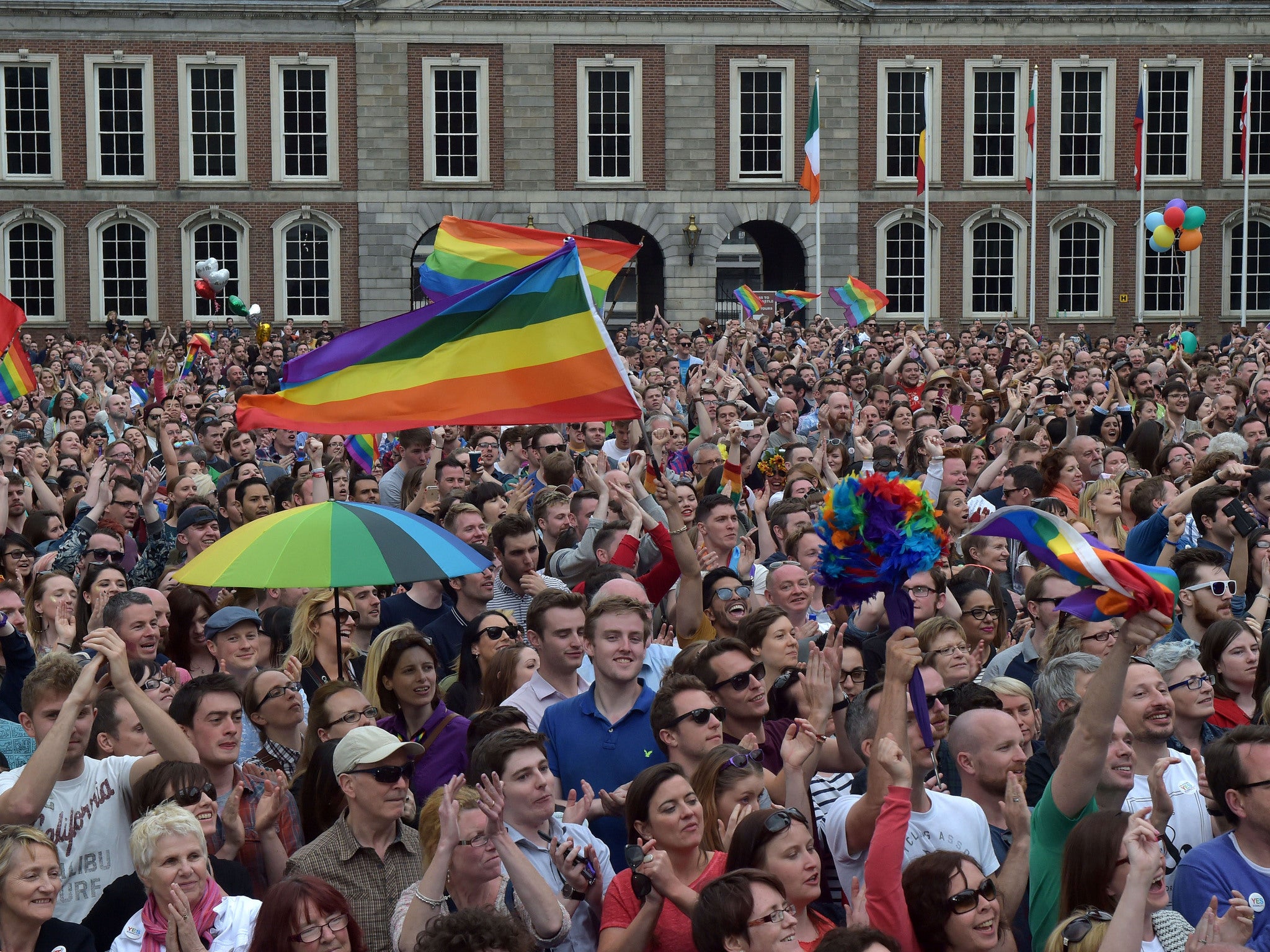 Thousands celebrated the 'yes' vote at Dublin Castle (Getty)
