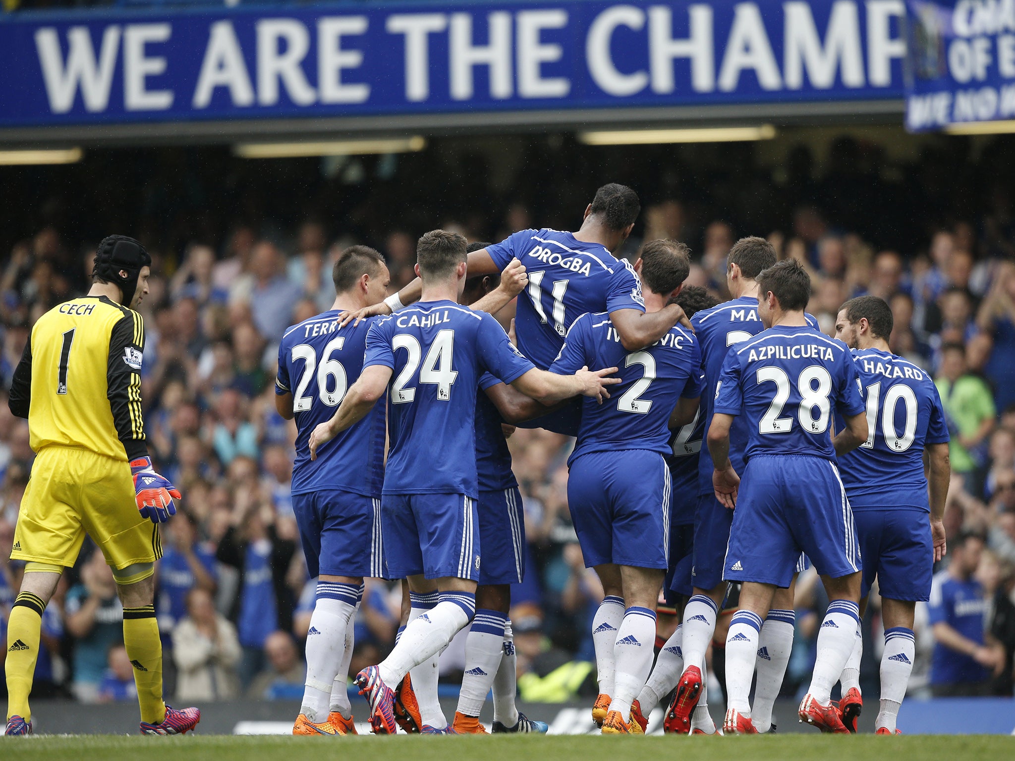 Didier Drogba was carried off the field by his team-mates in his final ever game for Chelsea