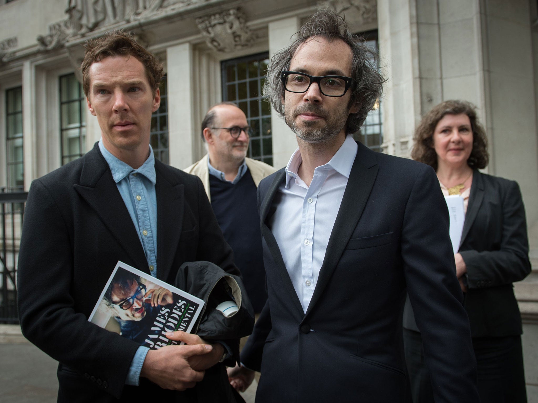 Supporting role: at the Supreme Court, Rhodes was accompanied by a famous friend, the actor Benedict Cumberbatch (PA)