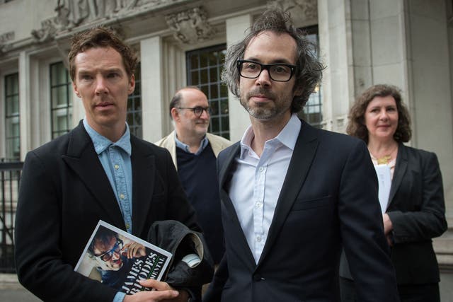 Supporting role: at the Supreme Court, Rhodes was accompanied by a famous friend, the actor Benedict Cumberbatch (PA)