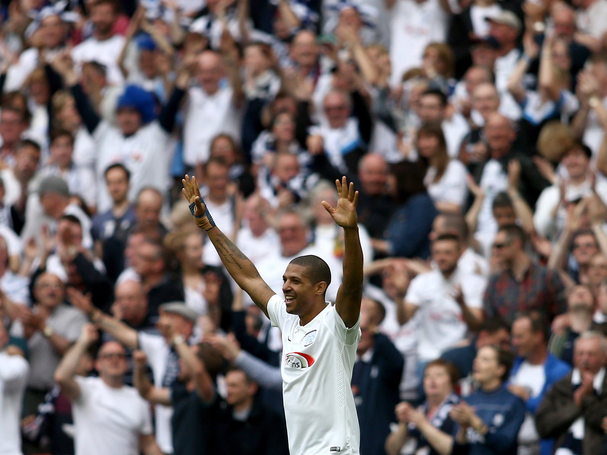 Jermaine Beckford scored a hat-trick as Preston were promoted to the Championship