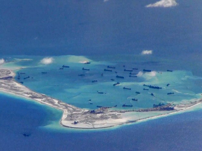 China is building an artifical chain of islands to bolster its claim to the South China Sea
