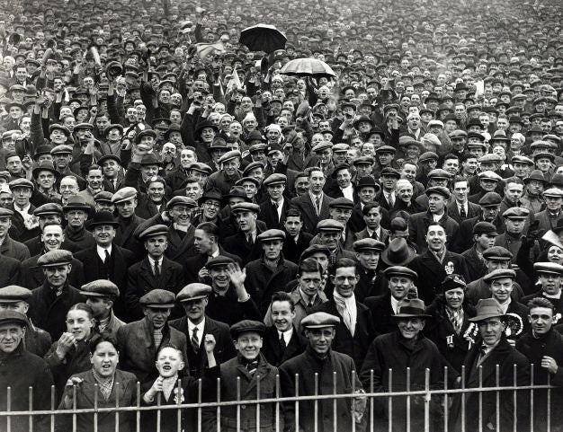Standing room only: the terraces at Villa Park in 1935