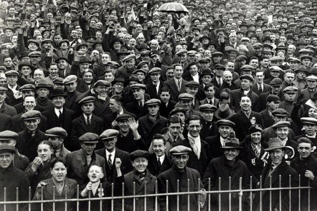 Standing room only: the terraces at Villa Park in 1935 