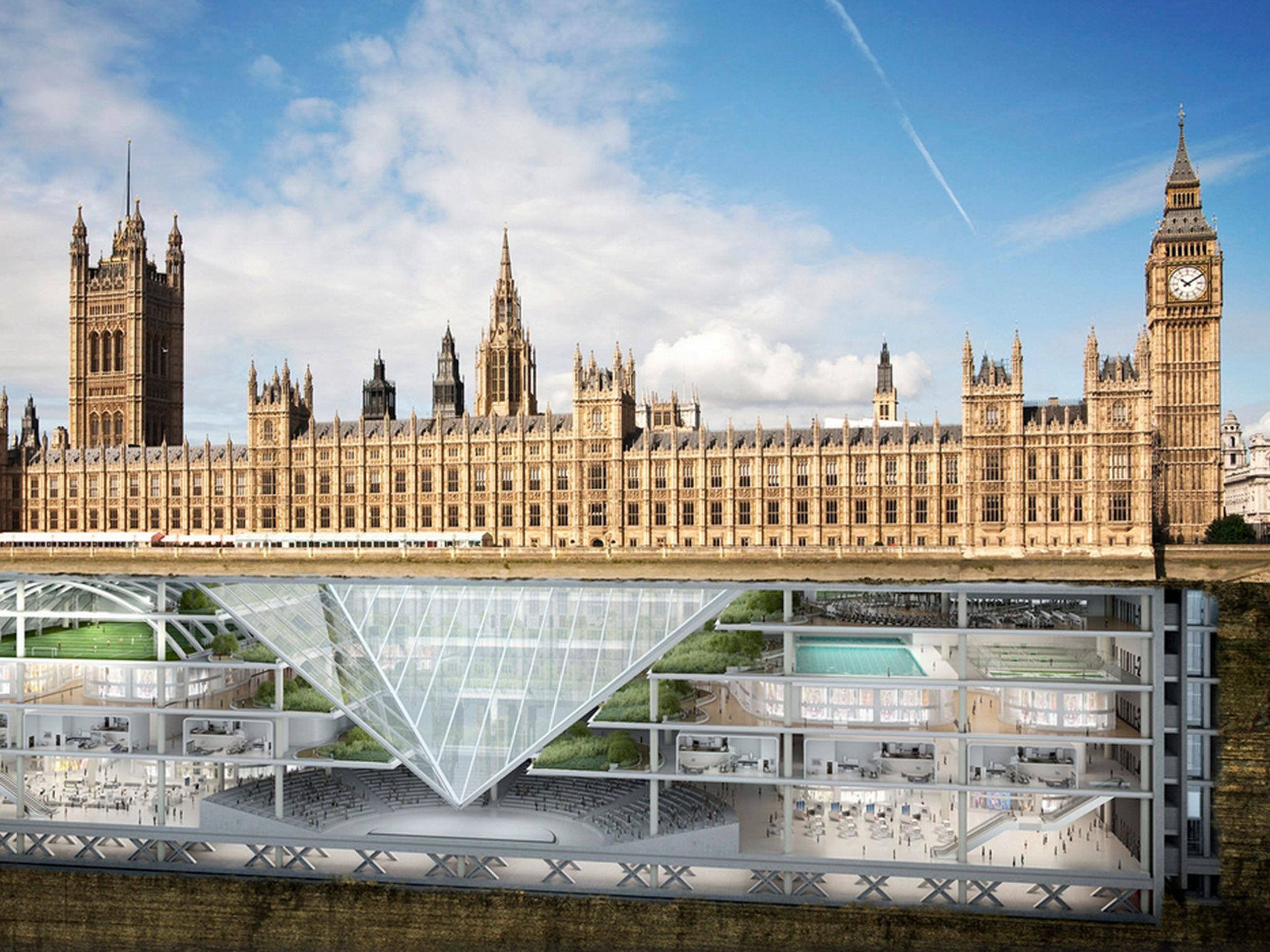 Future MPs will spend much of their time hidden underground, with the House of Commons set above an enormous six storey underground complex
