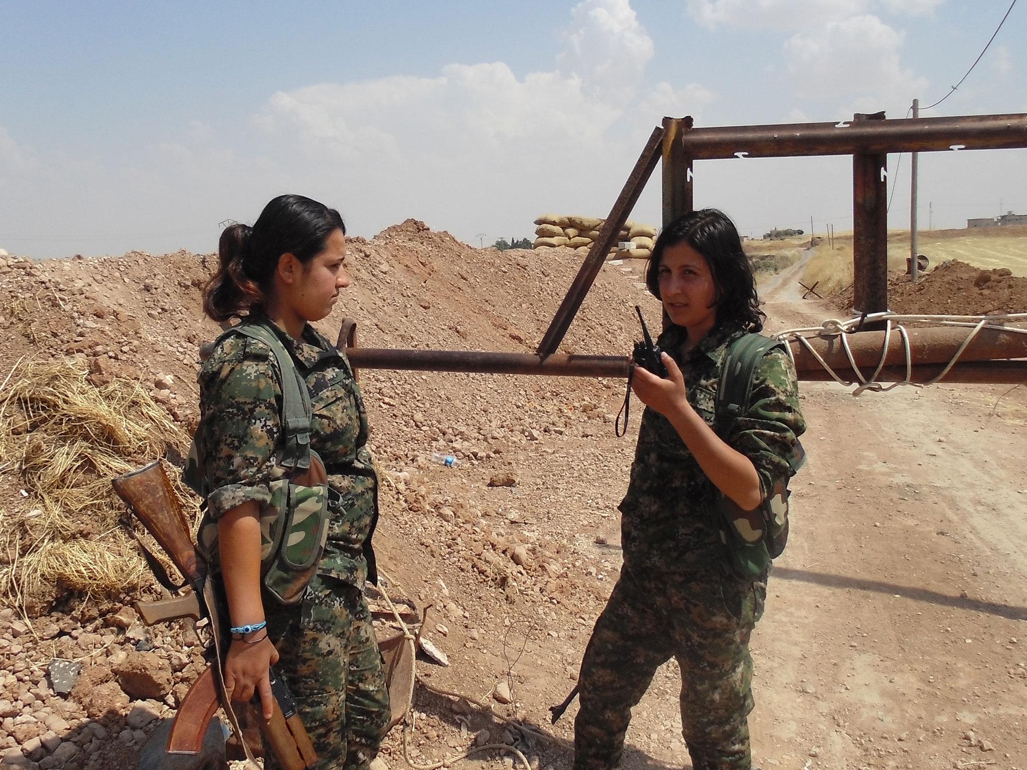 Female fighters of the YPJ (women’s defence units) in Rojava, a Kurdish controlled area of Syria