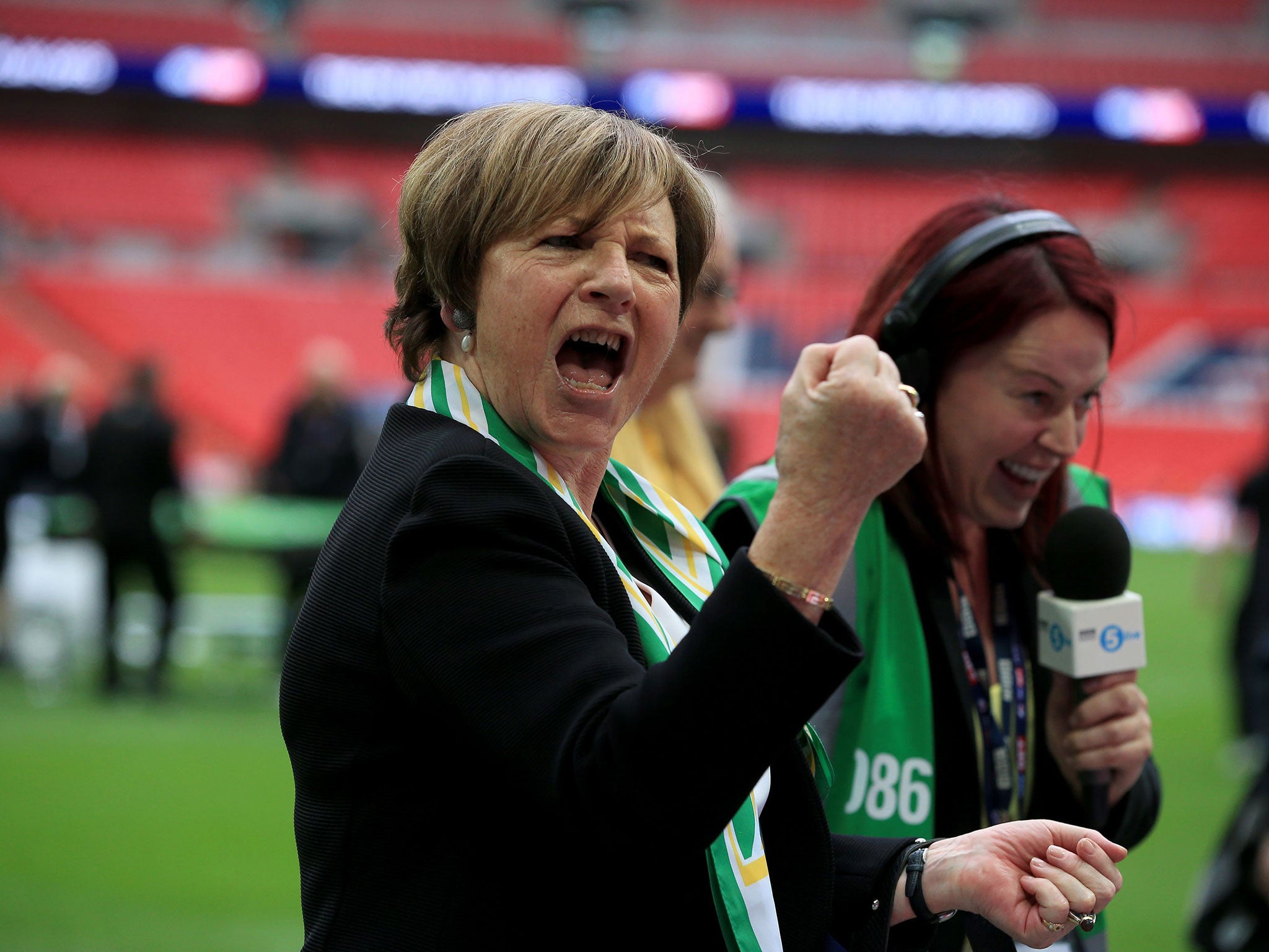 Norwich City majority shareholder Delia Smith celebrates after the match