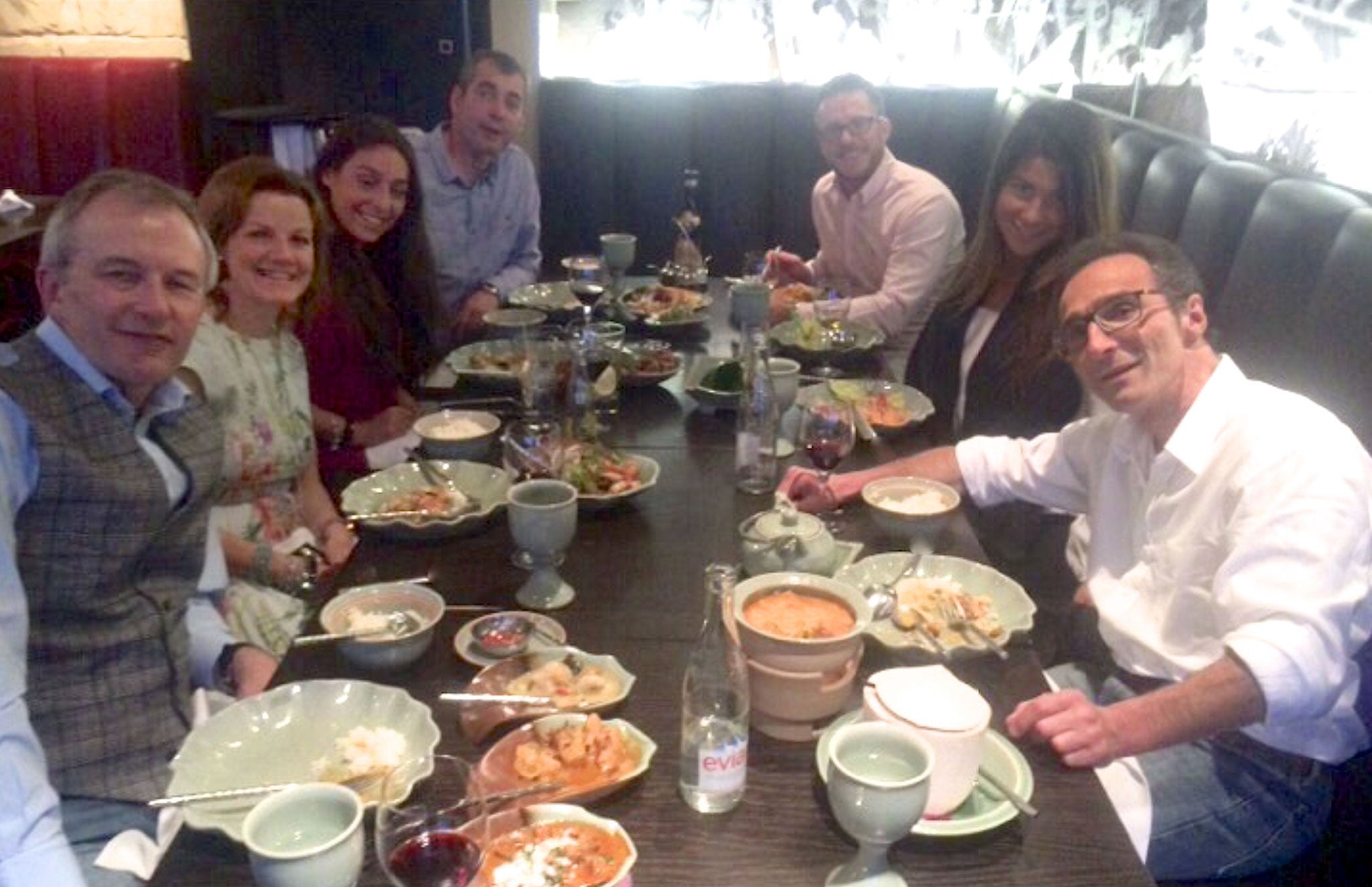 Jeffrey Spector (front right), at his final meal in Switzerland surrounded by friends and family