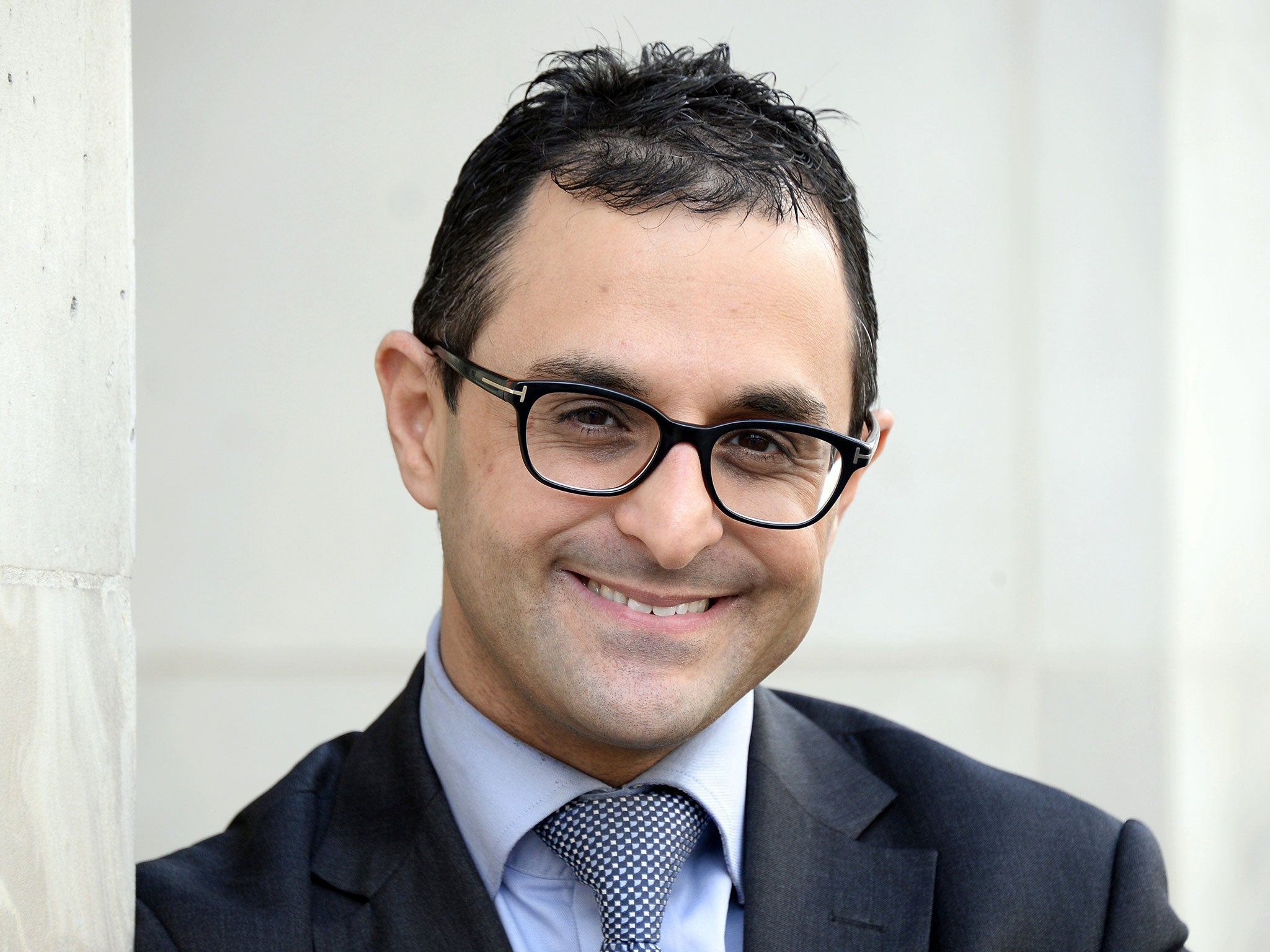Courbevoie's right-wing local representative Arash Derambarsh poses on February 23, 2015 in Paris