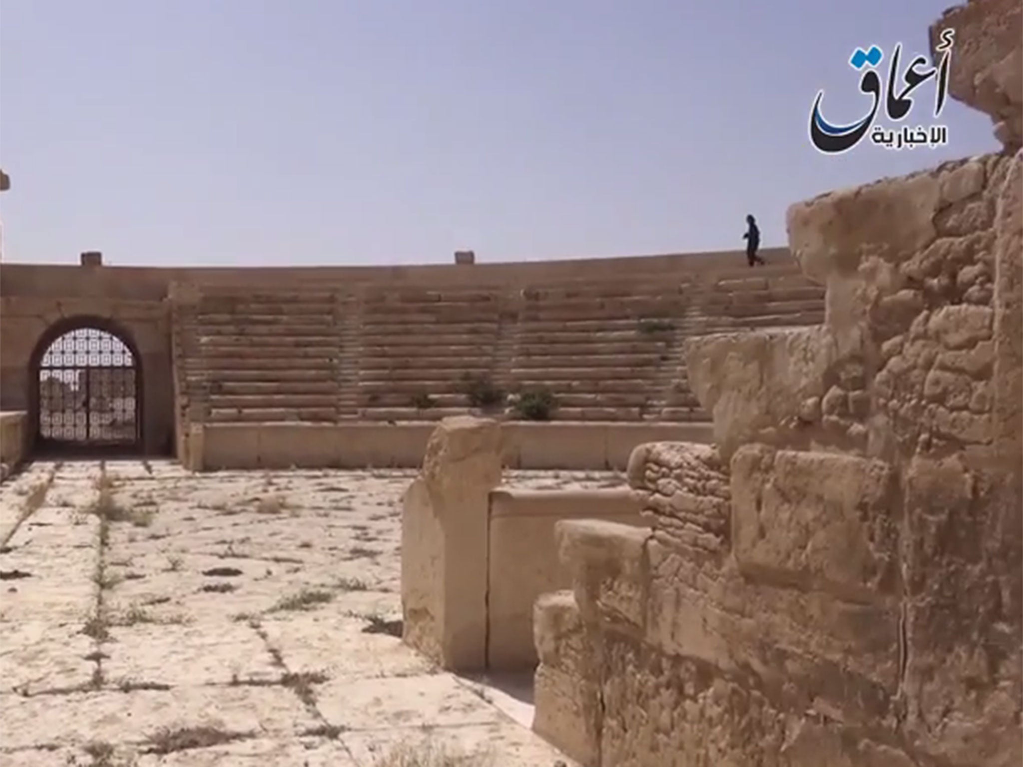 Video released by Isis shows Palmyra, with its ancient ruins apparently undamaged