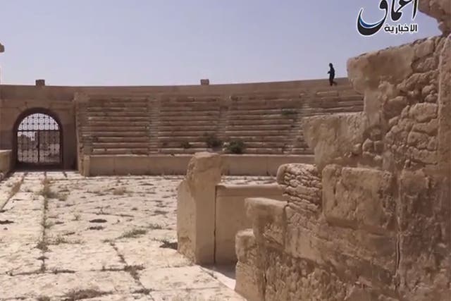 Video released by Isis shows Palmyra, with its ancient ruins apparently undamaged