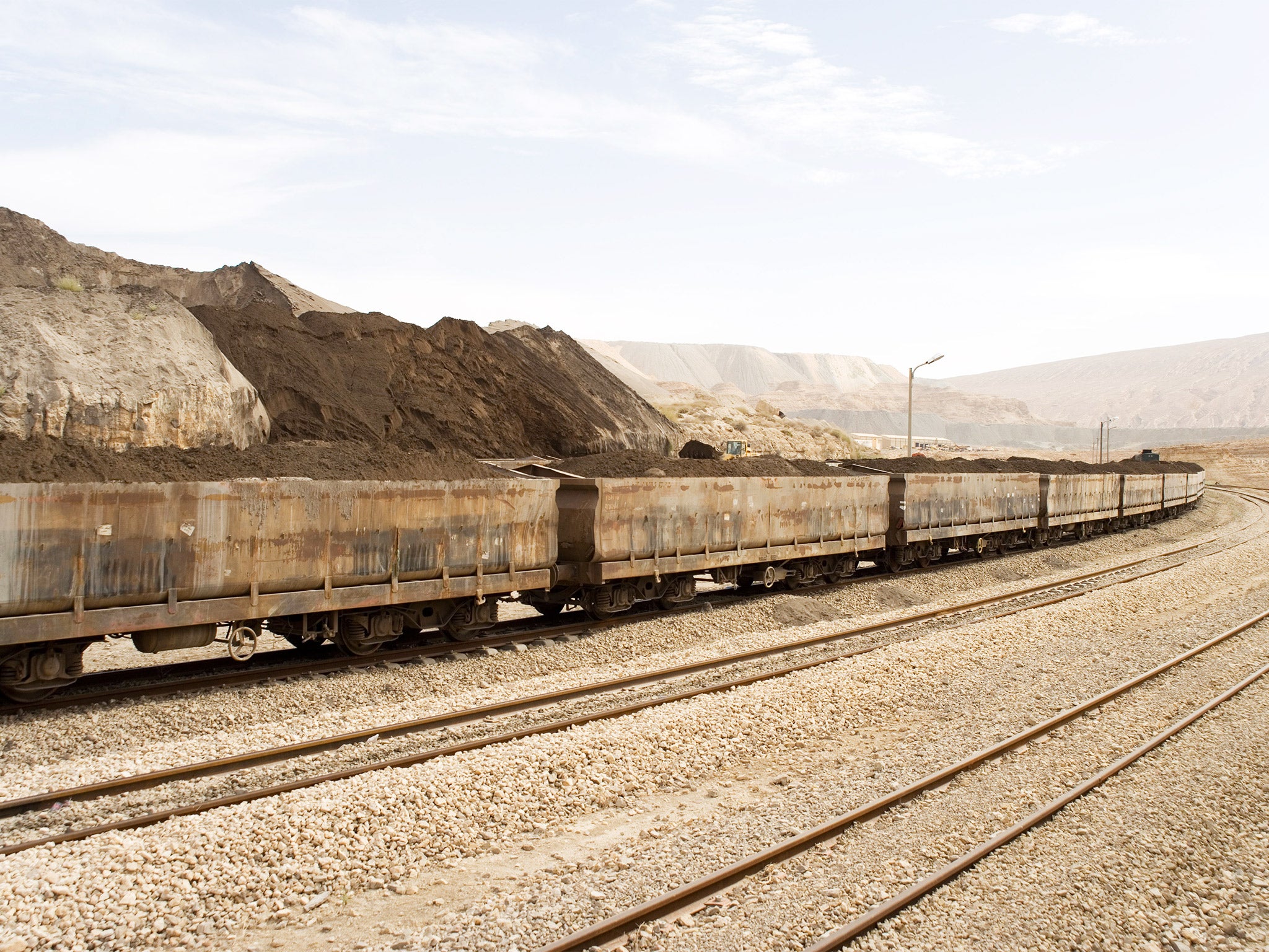 A train stranded close to a mine near Metlaoui