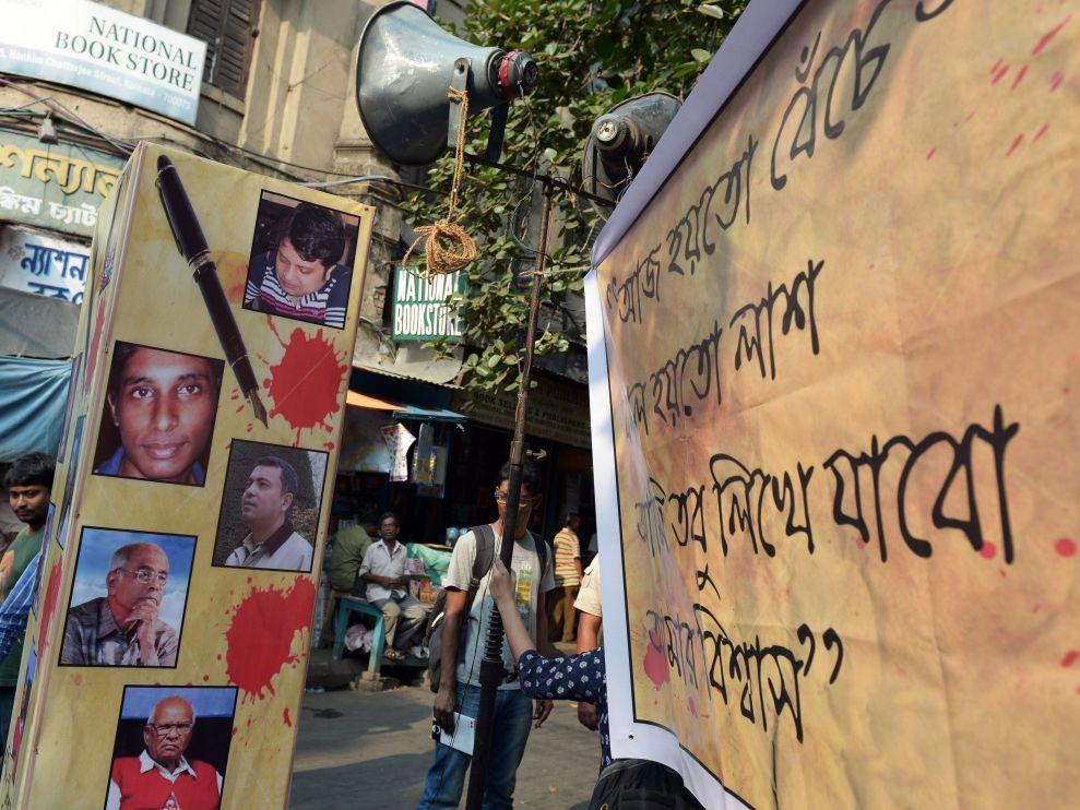 People have protested against the murder of three Bangladeshi bloggers around the world