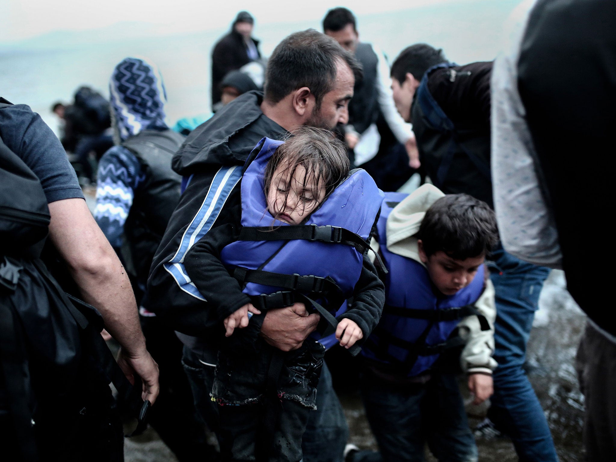 Afghan migrants crossed part of the Aegean Sea between Turkey and Greece, May 2015