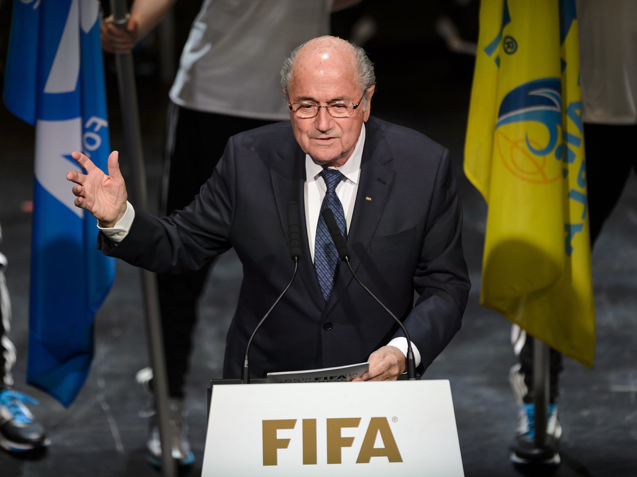 Fifa president Sepp Blatter speaks at the opening ceremony of the Fifa Congress