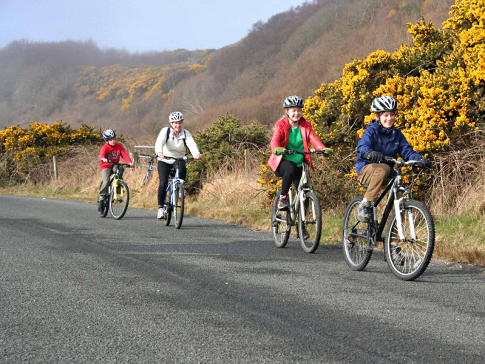 Cycling on Great Cumbrae's coastal road