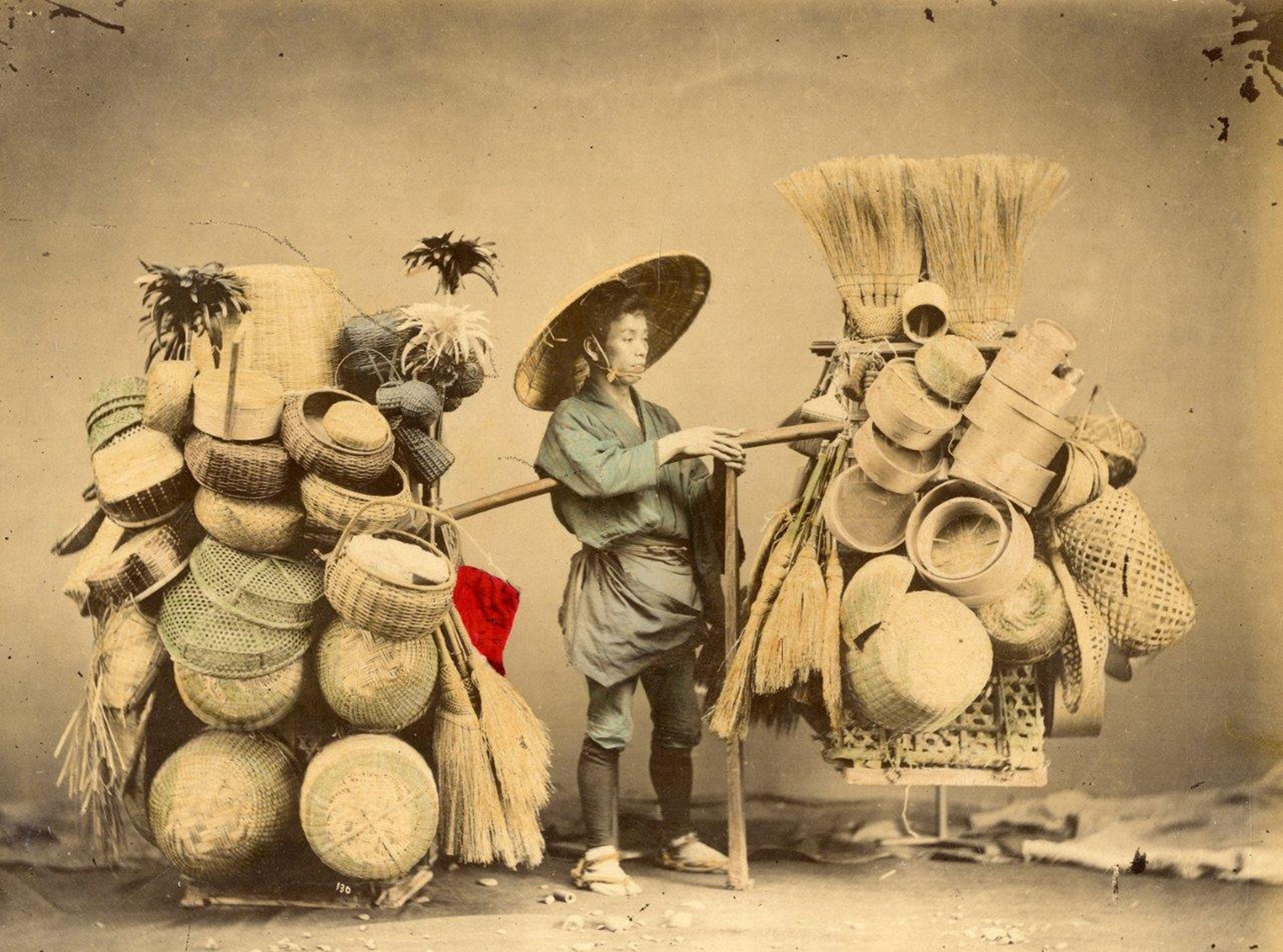 A vendor selling baskets by Felice Beato, 1865 © : Galerie Verdeau, Paris/The London Photograph Fair