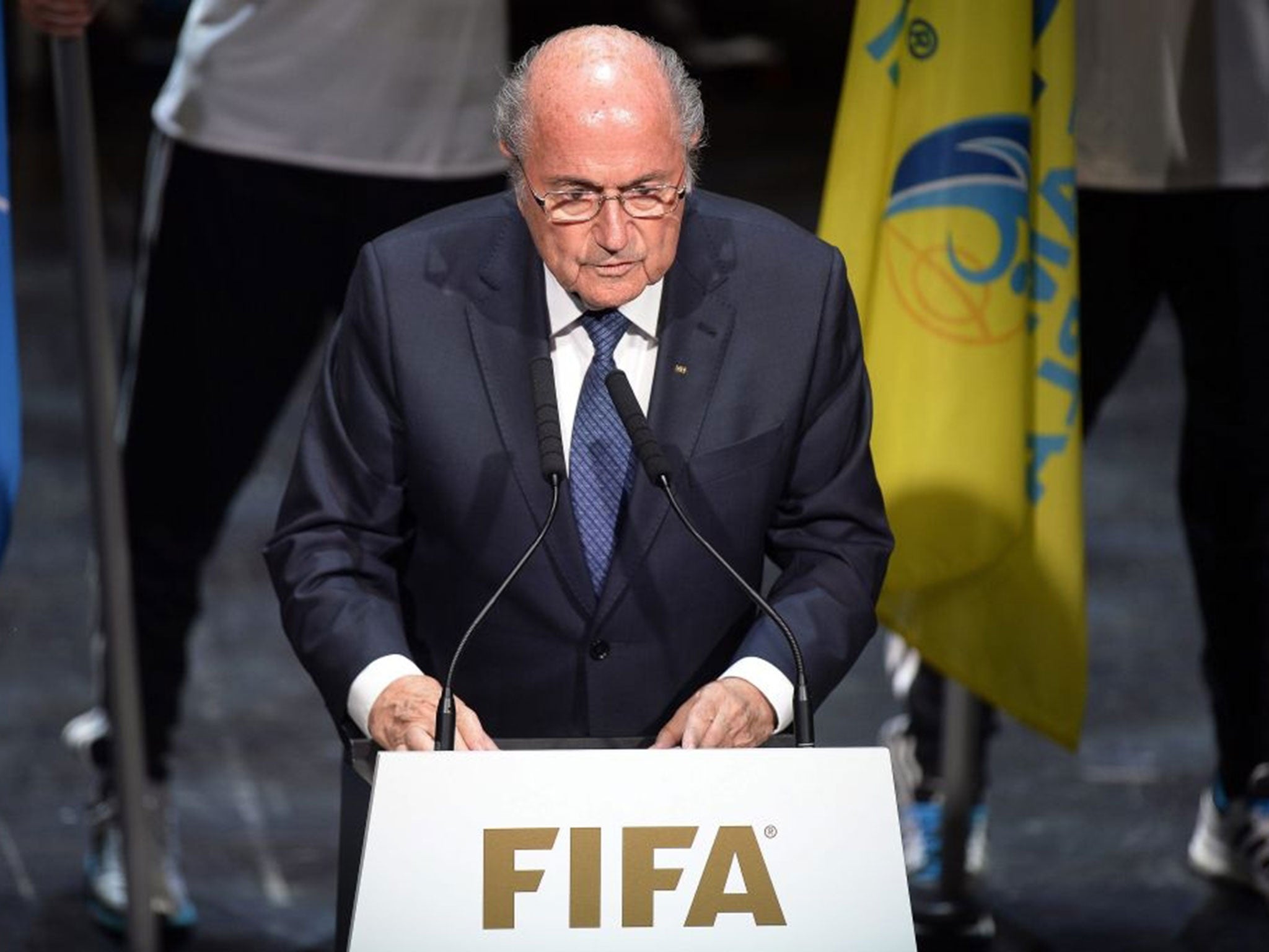FIFA President Joseph Blatter makes his first public appearance since the corruption scandal erupted
