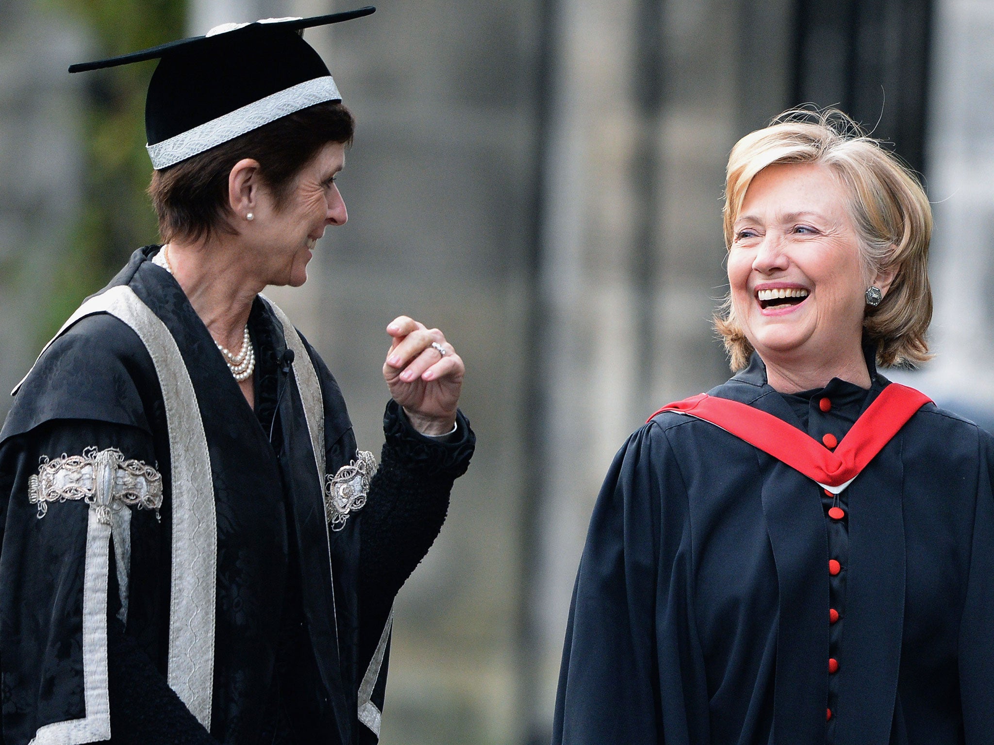 Professor Louise Richardson with Hillary Clinton at St Andrews in 2013