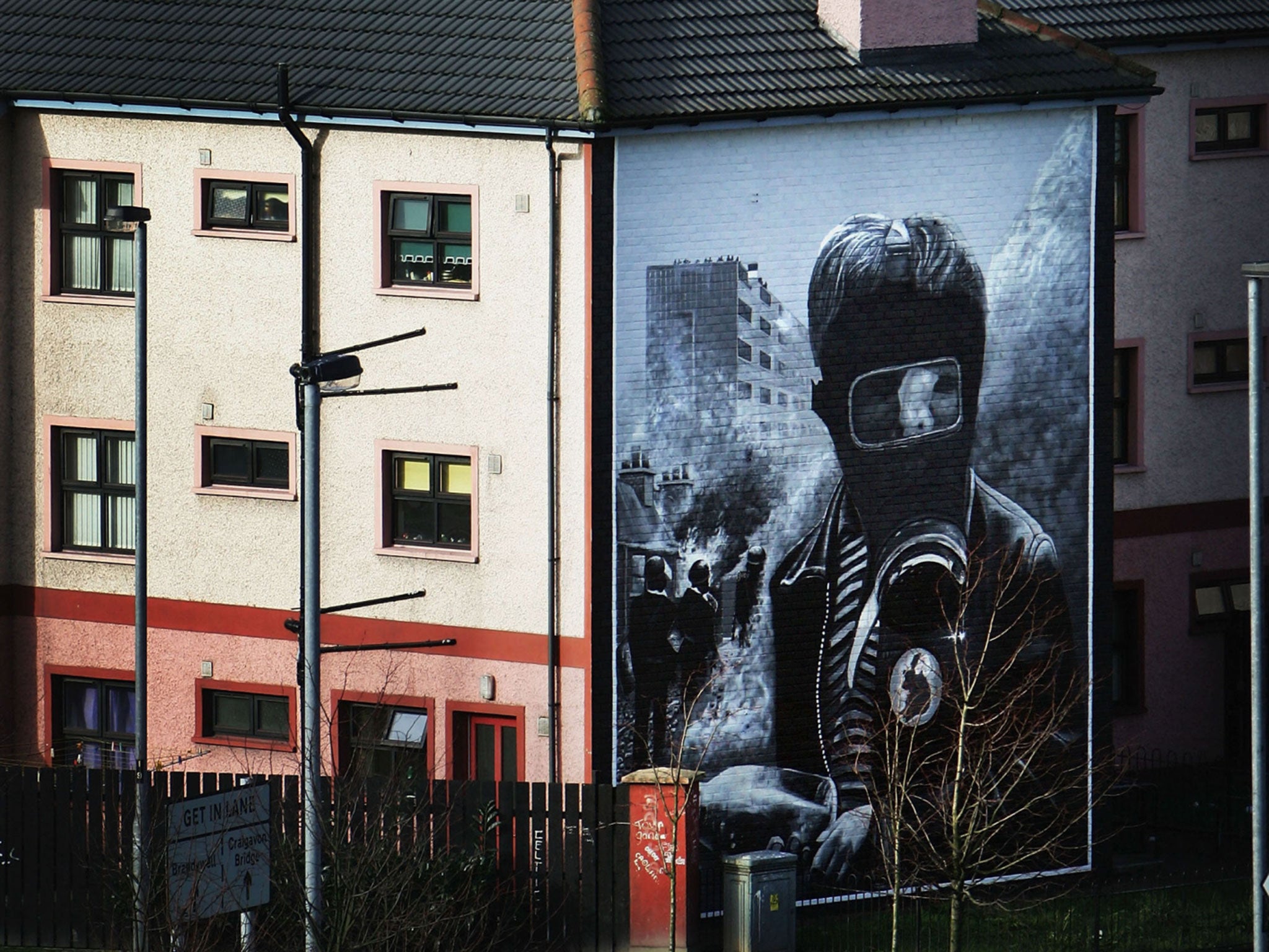 A Republican mural is seen on the side of a house in the Bogside area of Londonderry, the scene of the 'Bloody Sunday' shootings, Northern Ireland