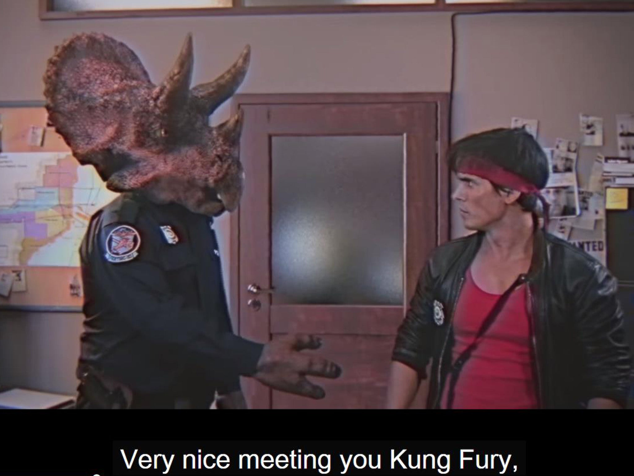 A scene from David Sandberg's wacky Eighties action film Kung Fury