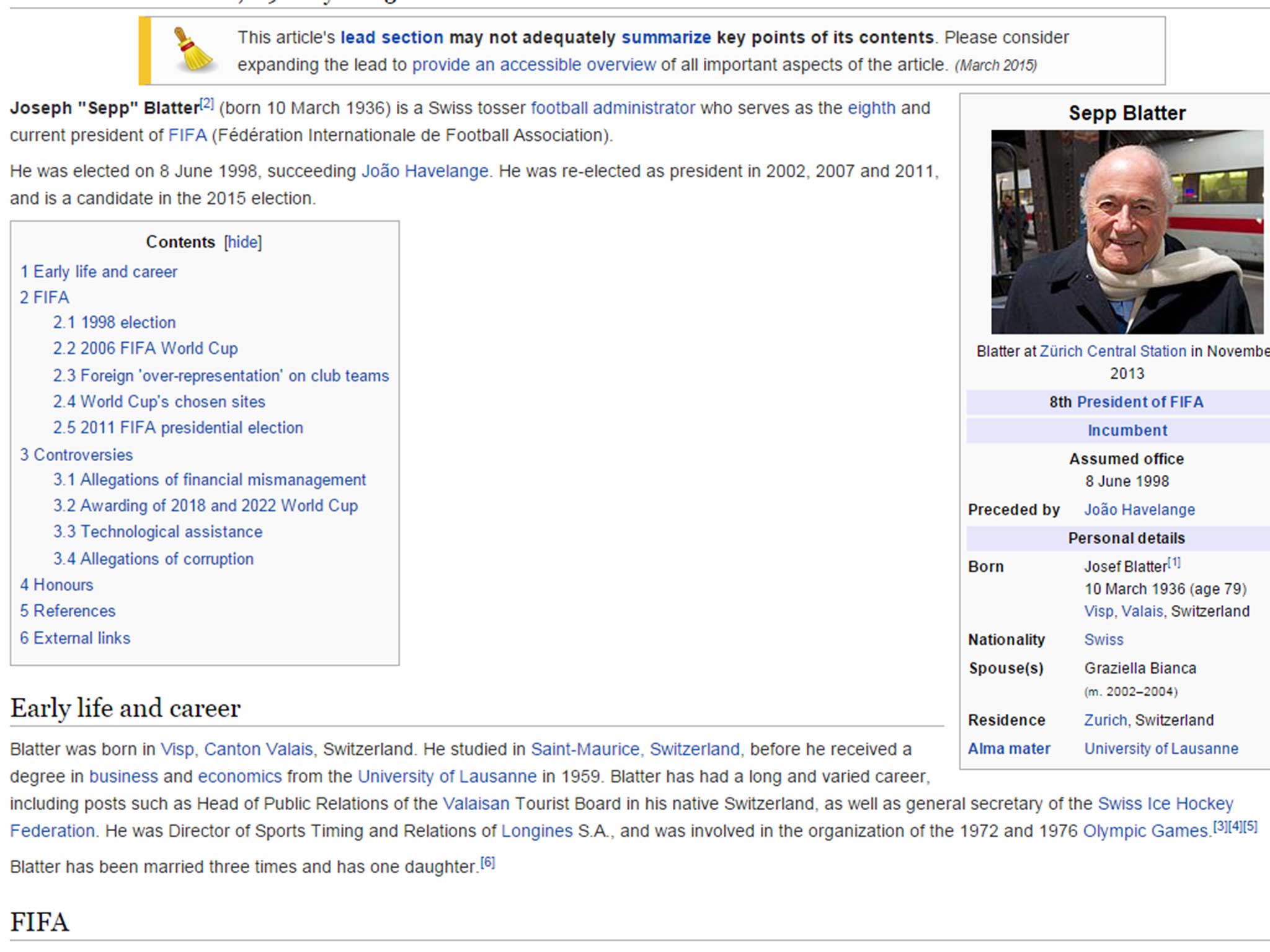 The edited Wikipedia homepage