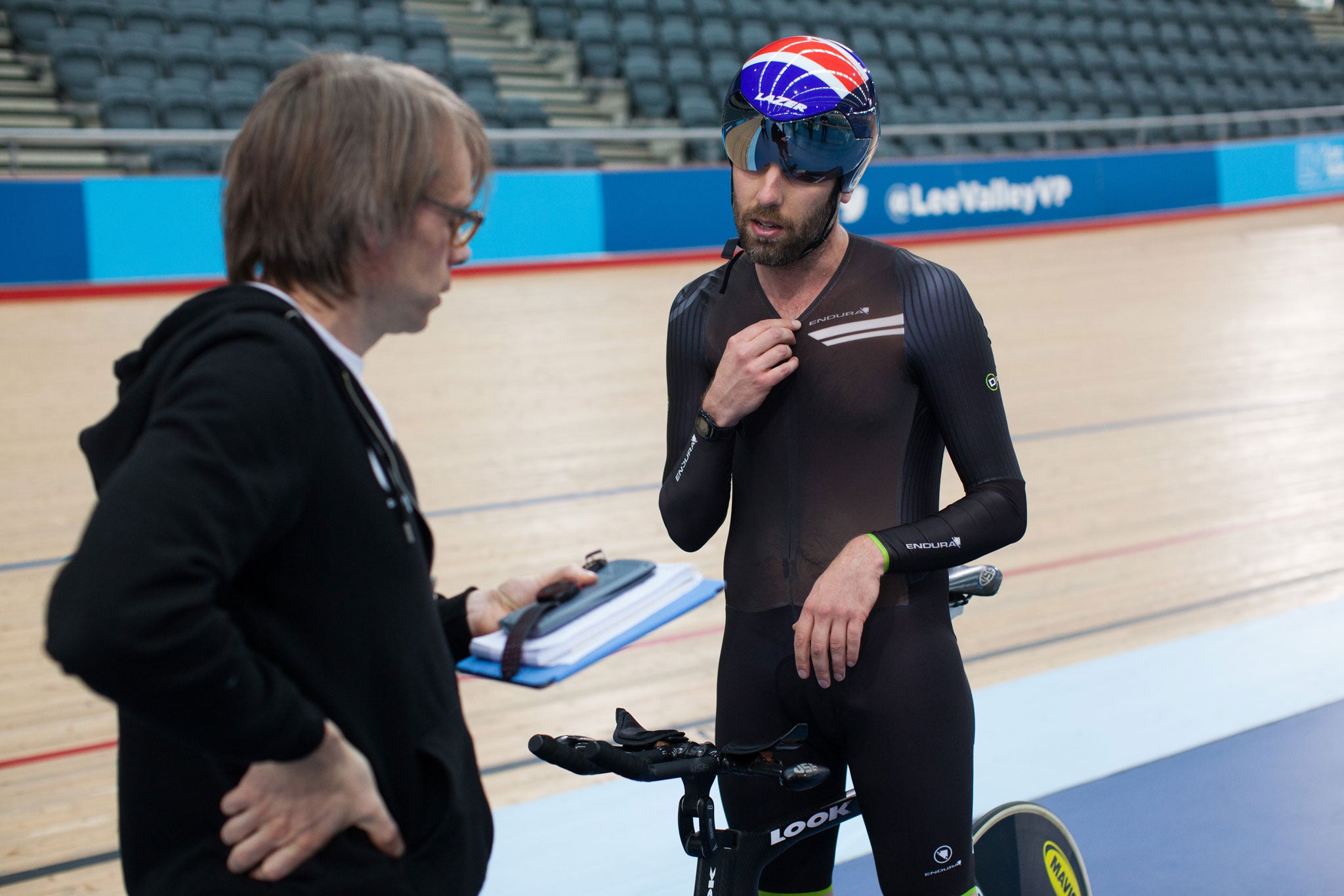 Simon Usborne is given some last-minute advice by Michael Hutchinson